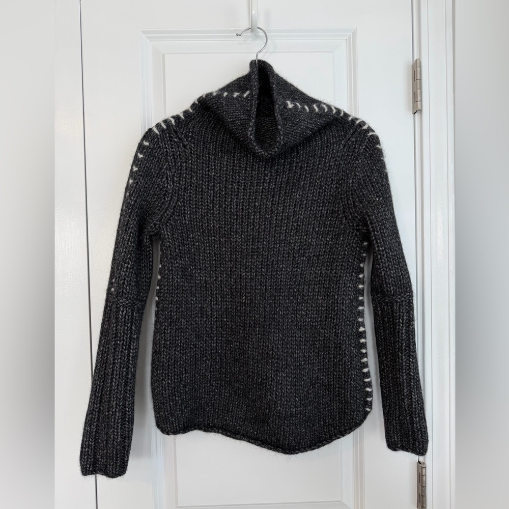 Overland Women’s Whipstitched Funnel Neck Sweater Gray Size XS